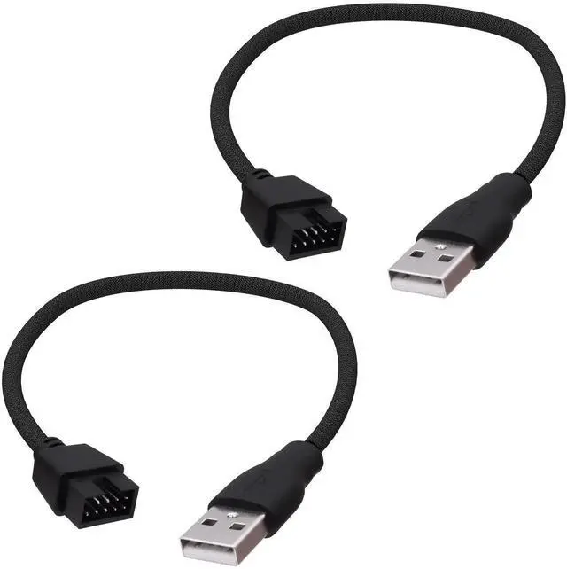 Main image of 2PCS 20cm USB 2.0 Type A Male to 9 Pin Male Motherboard Header Adapter Cable, USB Internal Extension Data Converter Cord