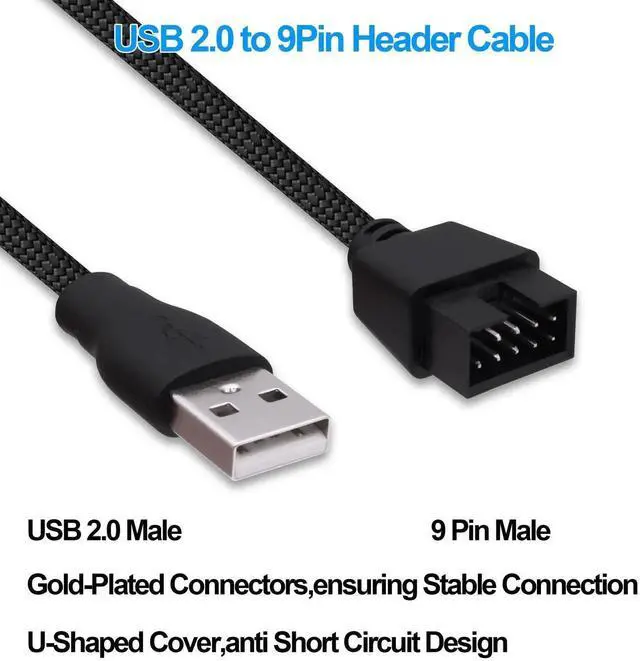 Alt view image 5 of 7 - 2PCS 20cm USB 2.0 Type A Male to 9 Pin Male Motherboard Header Adapter Cable, USB Internal Extension Data Converter Cord