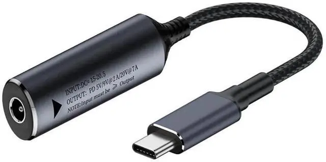 Main image of 18cm Braided DC Jack 5.5x2.5mm to Type-C PD Charging Cable, 140W 7A Support 5V/9V/20V DC Input USB-C Power Cord for Laptop & Smartphone