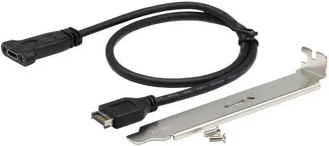 Main image of 50cm Type E Male USB 3.1 Front Panel Header to USB-C Female Panel Mount Extension Cable with Mounting Screws