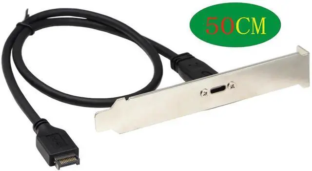 Alt view image 5 of 6 - 50cm Type E Male USB 3.1 Front Panel Header to USB-C Female Panel Mount Extension Cable with Mounting Screws