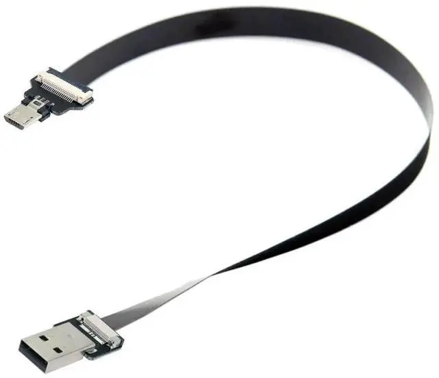 Alt view image 2 of 7 - 0.2M Flat Slim FPC USB 2.0 Type-A Male to Micro USB 5Pin Male Cable, High Flexible Ribbon Data Power Cord for FPV, External Disk & Smartphone
