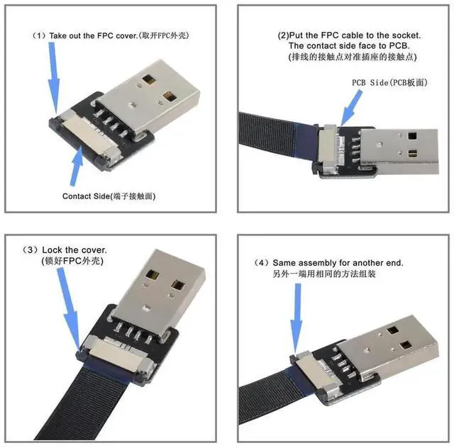 Alt view image 5 of 7 - 0.2M Flat Slim FPC USB 2.0 Type-A Male to Micro USB 5Pin Male Cable, High Flexible Ribbon Data Power Cord for FPV, External Disk & Smartphone