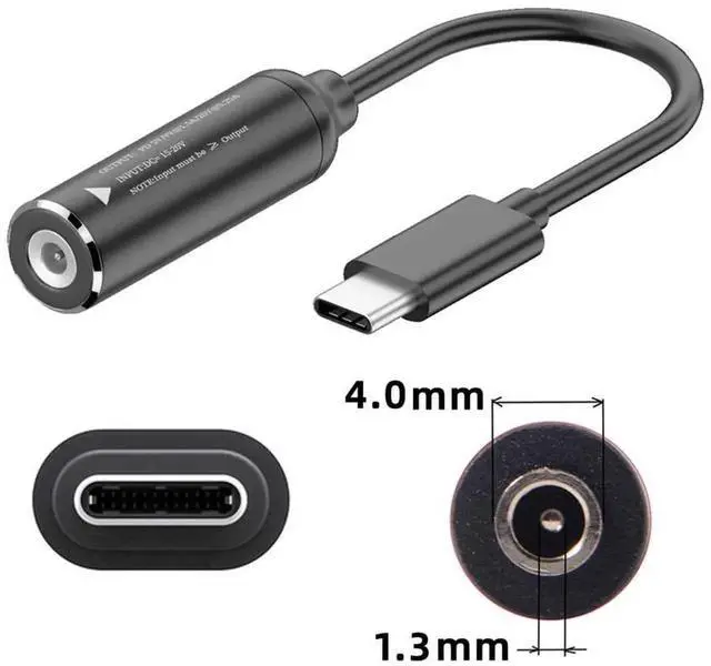 Alt view image 6 of 7 - USB-C to DC Jack 4.0x1.3mm PD Charging Cable, Type-C to 4.0*1.3mm DC Power Plug Cord Support PD 9V 15V 20V for Laptop and Phone