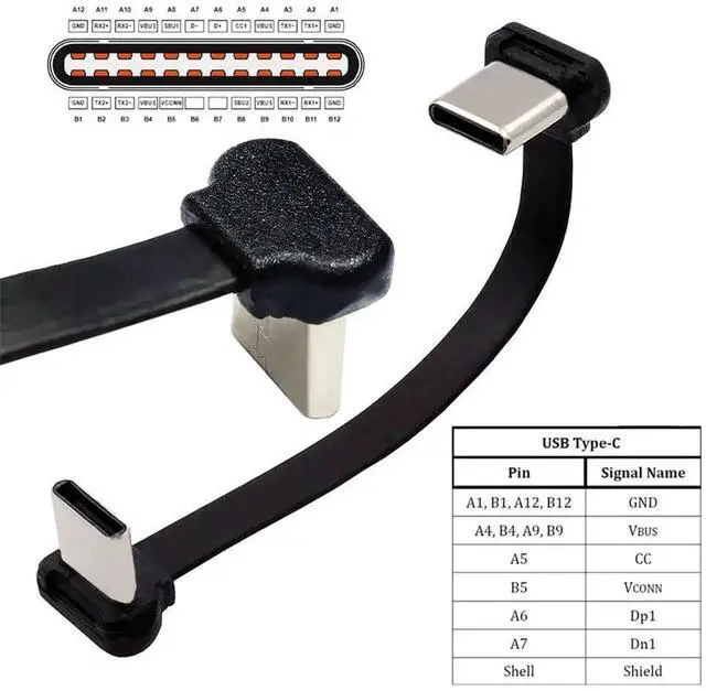 Alt view image 2 of 7 - Angled USB-C to USB-C Short Cable, 2.76in Ultra Slim Flat USB 2.0 65W Fast Charging Data Cord for Laptop Tablet Phone