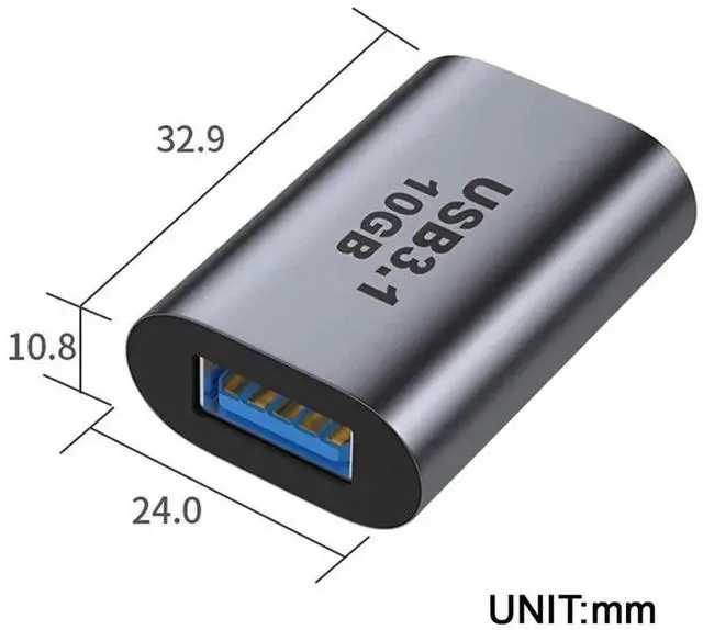 Alt view image 2 of 7 - 10Gbps USB 3.1 Type C Female to USB 3.0 A Female Adapter, High Speed Data & Power Converter for Laptop Tablet Phone