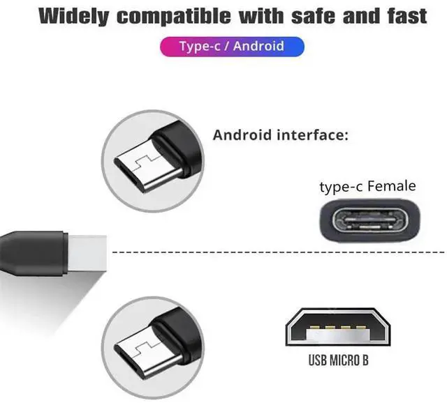 Alt view image 3 of 7 - DC 5V USB-C Female to Dual Micro USB 5Pin Male Splitter Cable, 30CM Type-C to Double Micro USB Charging Extension Power Cord