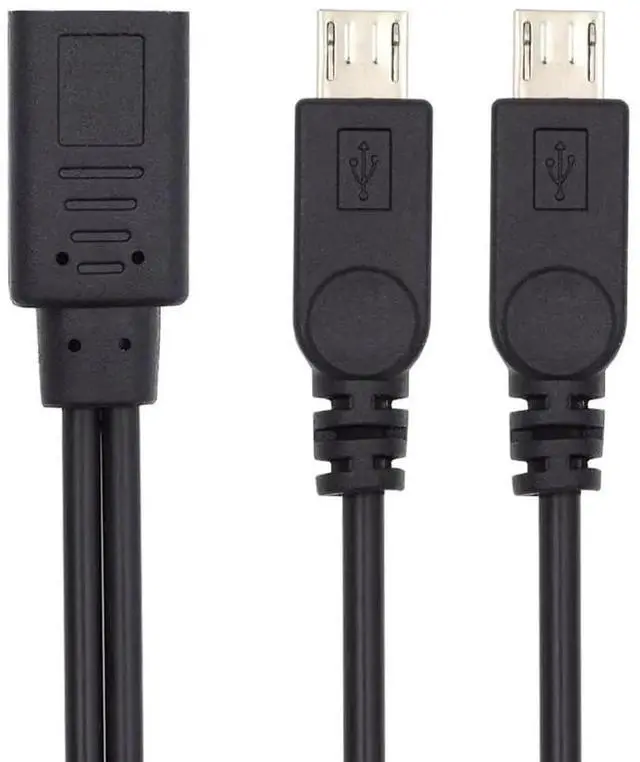 Alt view image 6 of 7 - DC 5V USB-C Female to Dual Micro USB 5Pin Male Splitter Cable, 30CM Type-C to Double Micro USB Charging Extension Power Cord