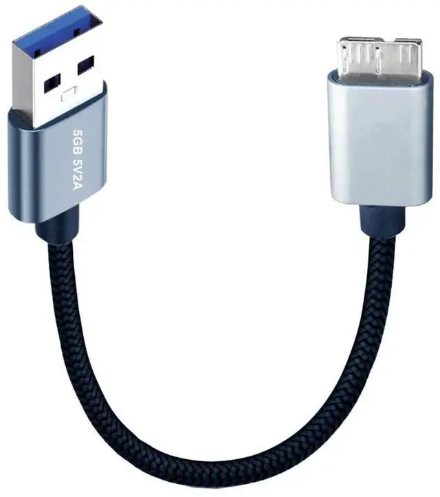Alt view image 5 of 7 - USB 3.0 Type-A Male to Micro B Male Cable 0.98ft, 5Gbps High Speed Data Sync Cord Silver for External Hard Drive SSD Camera