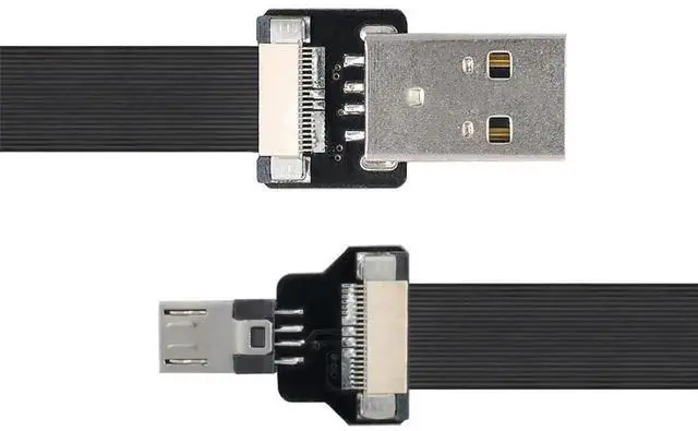 Alt view image 7 of 7 - 1.0M USB 2.0 Type-A Male to Micro USB 5Pin Male Flat Slim FPC Cable, Flexible FPC Data Charging Cord for FPV Drone External Disk Smartphone