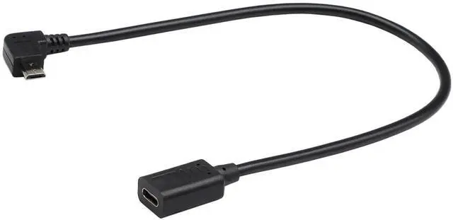 Main image of 30cm Left Bend 90 Degree Micro USB Male to USB-C Female Cable, Micro USB 2.0 Right Angle Extension Charging Data Sync Cord for Phones Computers