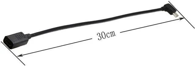 Alt view image 3 of 6 - 30cm Left Bend 90 Degree Micro USB Male to USB-C Female Cable, Micro USB 2.0 Right Angle Extension Charging Data Sync Cord for Phones Computers