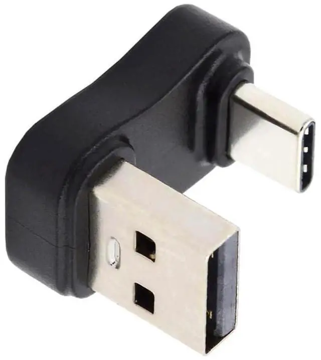 Main image of USB 3.1 Type C Male to USB 3.0 A Male 10Gbps Adapter, U-Shaped Down Opposite 90 Degree Back Angled Fast Charging Data Connector for Laptop Phone
