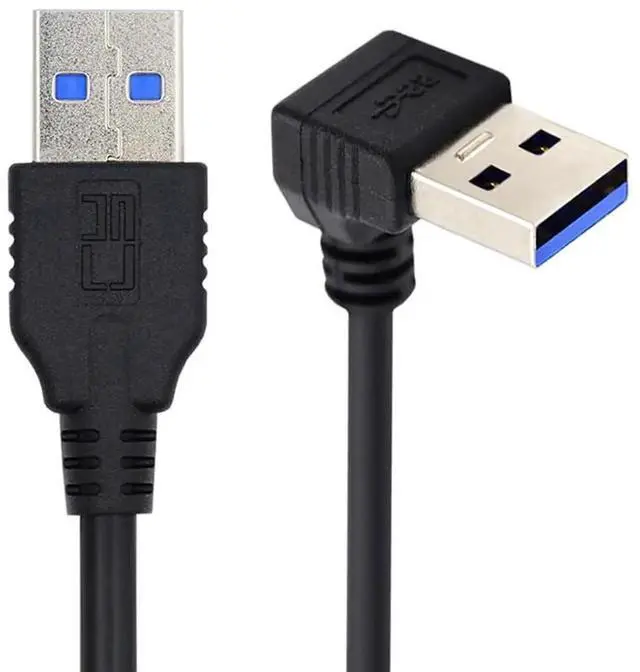 Main image of 40cm 90 Degree Down Angled USB 3.0 Type-A Male to Straight Type-A Male Cable, 5Gbps High Speed Data Sync Transfer Cord