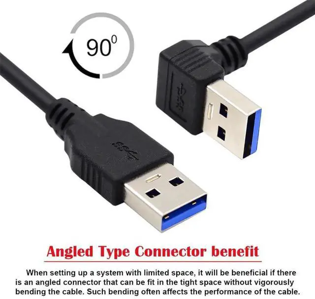 Alt view image 6 of 7 - 40cm 90 Degree Down Angled USB 3.0 Type-A Male to Straight Type-A Male Cable, 5Gbps High Speed Data Sync Transfer Cord