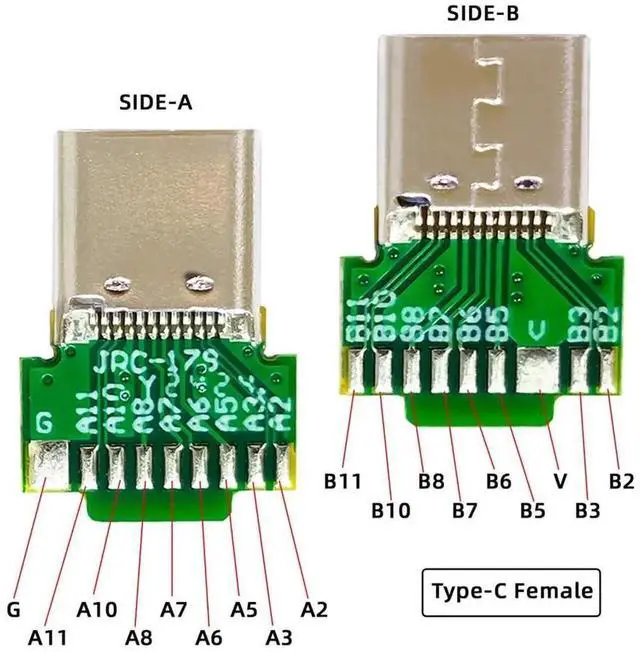 Alt view image 7 of 7 - 2Pcs/Lot USB 3.1 Type-C Male & Female Plug Socket, OEM DIY Solder Type USB-C Connector with PCB Board