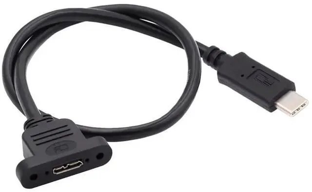 Alt view image 5 of 7 - 50cm Screw Mount USB 3.0 Type-C Male to Micro 3.0 Type-B Female Extension Cable, 5Gbps High Speed Data Sync Cord with Fixed Bracket Design