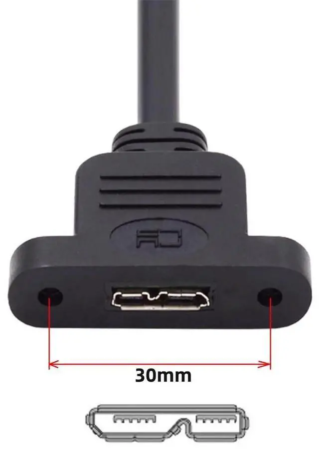Alt view image 6 of 7 - 50cm Screw Mount USB 3.0 Type-C Male to Micro 3.0 Type-B Female Extension Cable, 5Gbps High Speed Data Sync Cord with Fixed Bracket Design