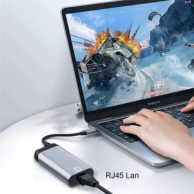 Alt view image 7 of 7 - USB3.1 Type-C to Gigabit Ethernet Adapter, 1000Mbps USB-C LAN Network Cable Converter for Laptop