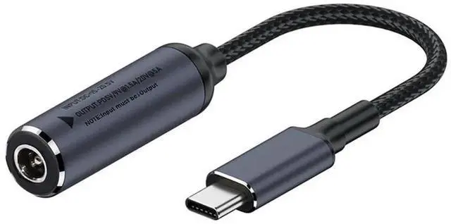 Main image of 18cm Braided DC Jack 5.5X2.5mm to Type-C 100W PD Charging Cable, Support 5V 9V 18V 20V Power Supply for Laptop Phone