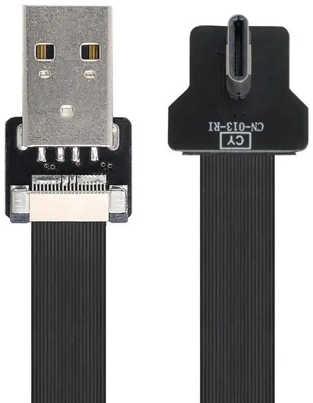 Alt view image 4 of 7 - 0.2M Right Angled USB 2.0 Type-A Male to USB-C Male Flat Slim FPC Cable, 90 Degree FPC Data Charging Cord for FPV External Disk Smartphone