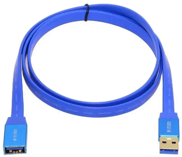Main image of 60cm Ultra Flat Slim USB 3.0 Type-A Male to Female Extension Cable, Blue 5Gbps High Speed Cord for SSD External Disk Camera Data Transfer