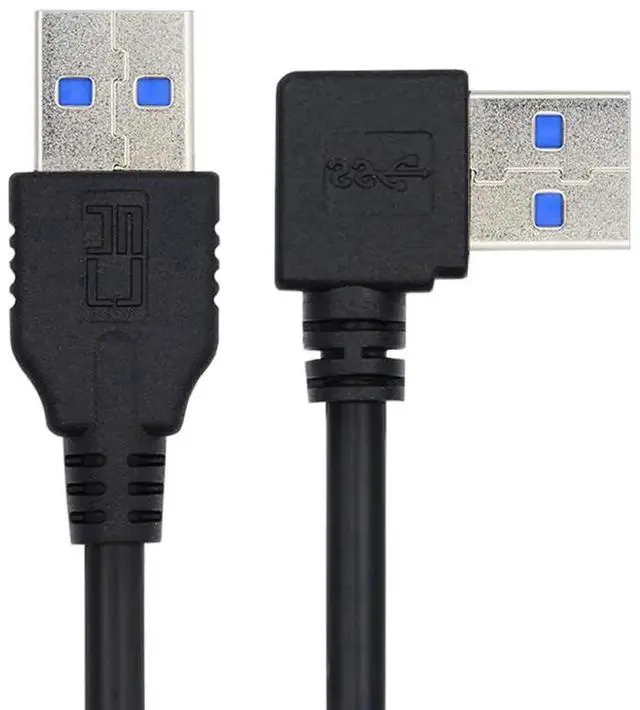 Main image of 40cm Left Angled 90 Degree USB 3.0 Type-A Male to Straight Type-A Male Cable, 5Gbps High Speed Data Transfer Cord for SSD External Disk Camera