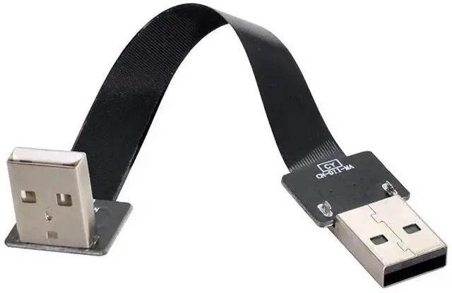 Alt view image 3 of 7 - 0.2M 90 Degree Down Angled USB 2.0 A Male to A Male Flat Slim FPC Data Cable for FPV Drone Hard Disk Scanner Printer
