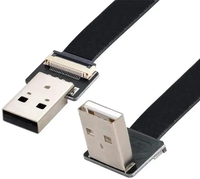 Alt view image 4 of 7 - 0.2M 90 Degree Down Angled USB 2.0 A Male to A Male Flat Slim FPC Data Cable for FPV Drone Hard Disk Scanner Printer