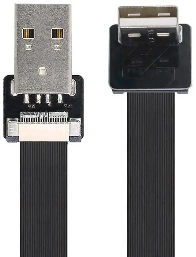 Alt view image 7 of 7 - 0.2M 90 Degree Down Angled USB 2.0 A Male to A Male Flat Slim FPC Data Cable for FPV Drone Hard Disk Scanner Printer