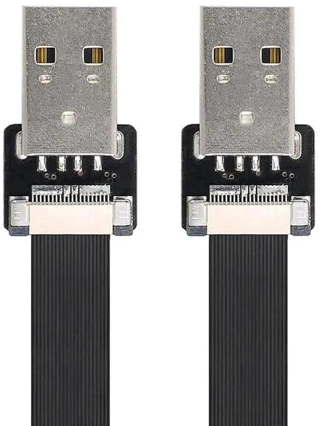 Alt view image 4 of 7 - 0.5m USB 2.0 Type-A Male to Type-A Male Flat Slim FPC Data Cable for FPV Drone Hard Drive Scanner Printer
