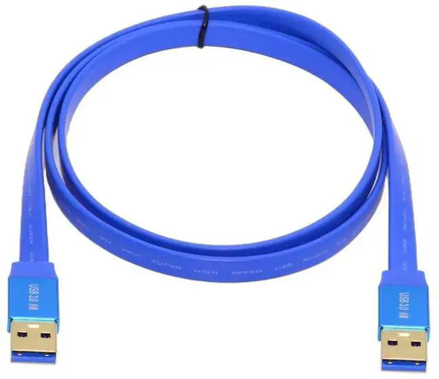 Main image of 200cm Ultra Flat Slim USB 3.0 Type-A Male to Type-A Male Cable, 5Gbps High Speed Blue Extension Cord for SSD Hard Disk Camera Data Transfer