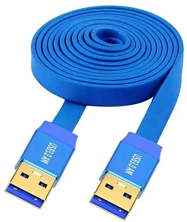 Alt view image 4 of 7 - 200cm Ultra Flat Slim USB 3.0 Type-A Male to Type-A Male Cable, 5Gbps High Speed Blue Extension Cord for SSD Hard Disk Camera Data Transfer