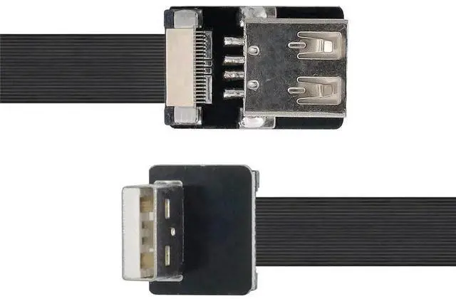 Alt view image 7 of 7 - 0.5m Up Angled USB 2.0 Type-A Male to Female Flat Slim FPC Extension Cable, 90 Degree Bend Data Cord for FPV Hard Disk Scanner Printer