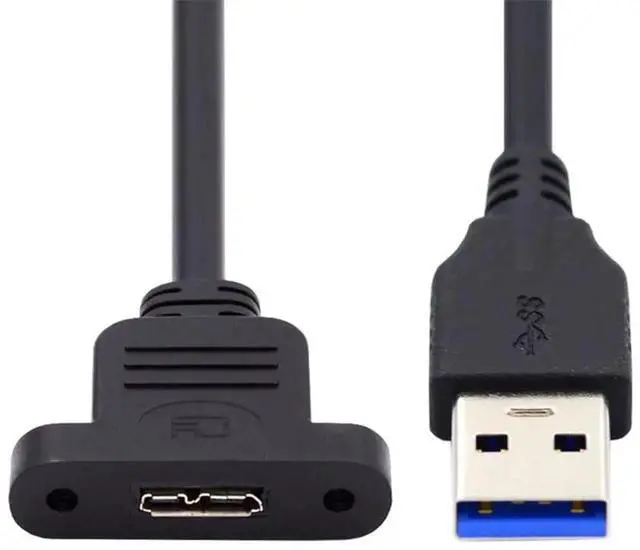 Alt view image 6 of 7 - 50cm USB 3.0 Type-A Male to Micro 3.0 Type-B Female Screw Mount Extension Cable, 5Gbps High Speed Data Sync Cord