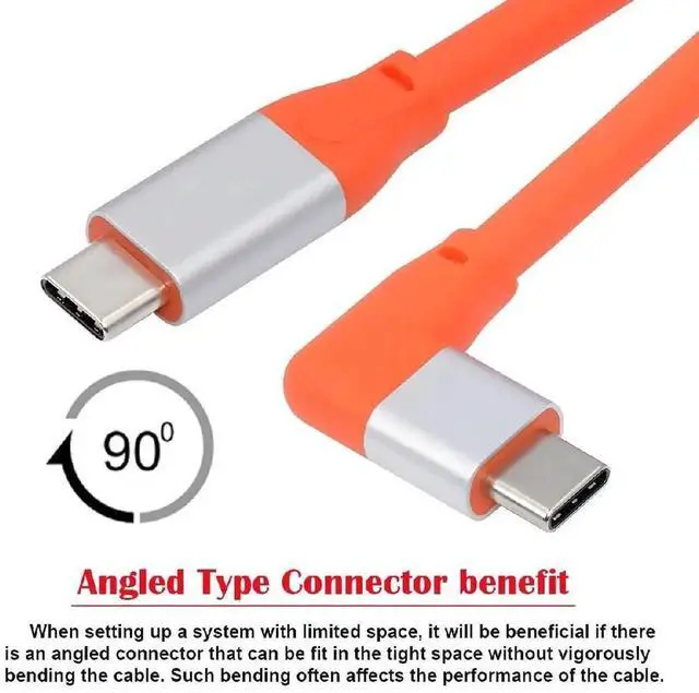 Alt view image 3 of 7 - 50cm USB3.2 20Gbps 90 Degree Left & Right Angled Male to Male Cable, Ultra Soft High Flex 100W Fast Charging 8K 5K 4K Video USB4.0 Super Flexible Cord
