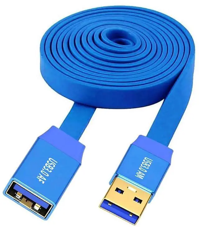 Alt view image 2 of 7 - 200cm Ultra Flat Slim Blue USB 3.0 Type-A Male to Female Extension Cable, 5Gbps High Speed Cord for SSD Hard Disk Camera Data Transfer