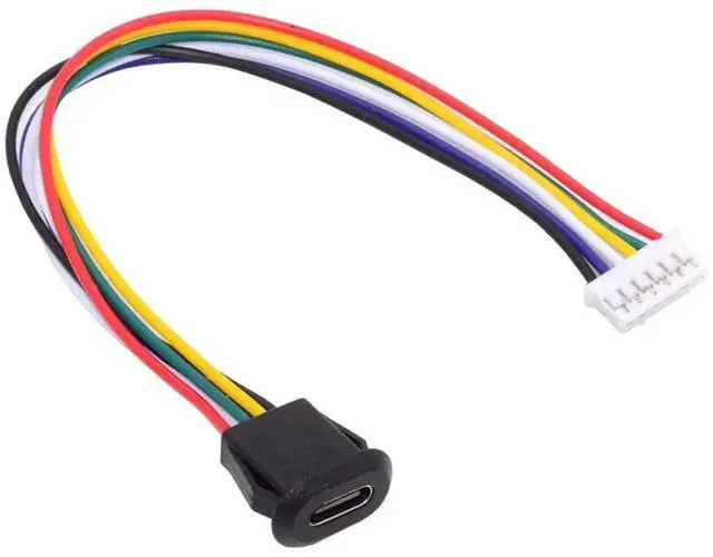 Alt view image 7 of 7 - 5Pcs/Set Type C Female Socket to 6Pin Header Cable, 2.0mm Pitch Latch Mount Waterproof USB-C to 6P Terminal Wire DC 5V/20V PD Power Extension Cable