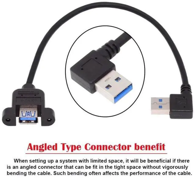 Alt view image 2 of 7 - 30cm 90 Degree Left Angled USB 3.0 Male to Female Extension Cable, High Speed Data Adapter Cord for Printer, Scanner & All-in-One Device
