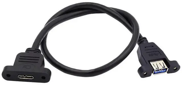 Alt view image 4 of 7 - 50CM USB 3.0 Type-A Female to Micro 3.0 Type-B Female Extension Cable, 5Gbps Data Sync Cord with Screw Mount Design