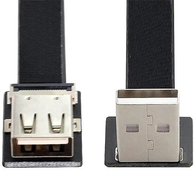 Alt view image 2 of 7 - 2m Up Angled USB 2.0 Type-A Male to Female Flat Slim FPC Extension Cable, Ultra-Thin Flexible Data Cord for FPV, Hard Disk, Scanner and Printer