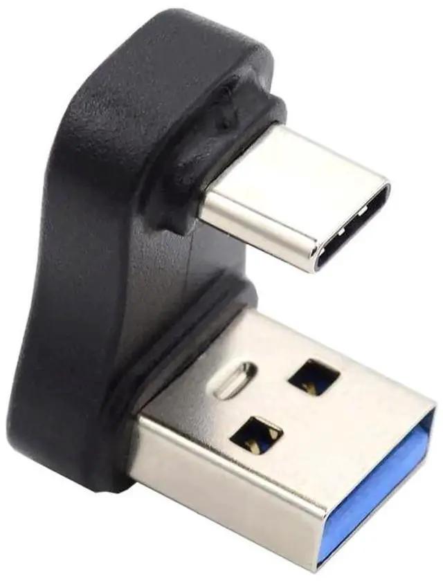 Main image of U-Shape Up Opposite 90 Degree USB3.0 A Male to USB 3.1 Type C Male Adapter, 10Gbps Fast Charging & Data Connector for Laptop Phone