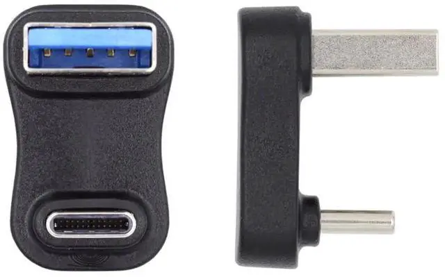 Alt view image 7 of 7 - U-Shape Up Opposite 90 Degree USB3.0 A Male to USB 3.1 Type C Male Adapter, 10Gbps Fast Charging & Data Connector for Laptop Phone