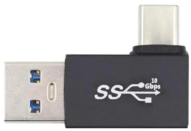 Main image of Left Angled 90 Degree USB3.0 Type A Male to USB 3.1 Type C Male Adapter, 10Gbps High Speed Data & Fast Charging Connector for Phone Laptop