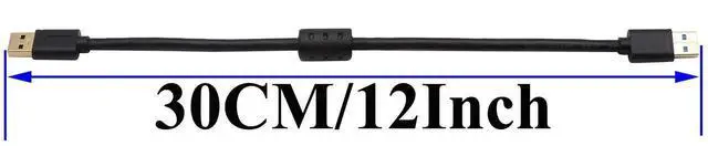 Alt view image 3 of 7 - 0.3M USB 3.0 Type A Male to Male Extension Cable, Magnetic Ring High Speed Data Transfer Cord for USB Flash Drive, Card Reader, Hard Drive, Keyboard, Printer, Camera