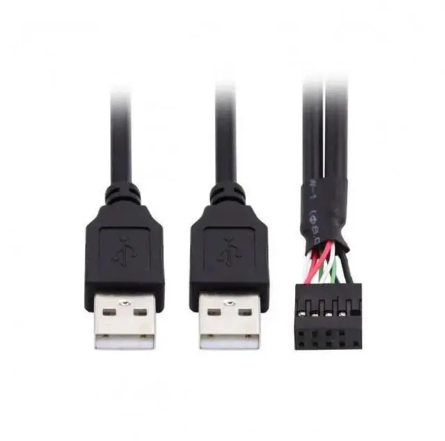 Main image of 50cm Motherboard 9Pin 10Pin Female Housing to Dual USB 2.0 Type-A Male Cable, 480Mbps Front Panel USB Extension Cord