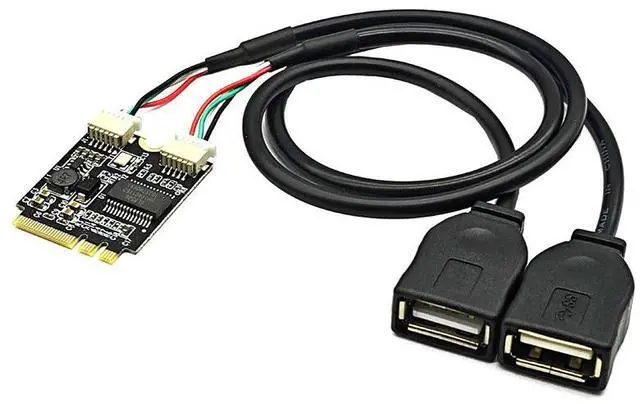 Alt view image 3 of 4 - M.2 Key A/E to 2 Port USB2.0 Riser Card, GL850 Chip Dual USB Adapter with 30cm Extension Cable, for Laptop Desktop M.2 WiFi Interface Key A+E USB Expansion