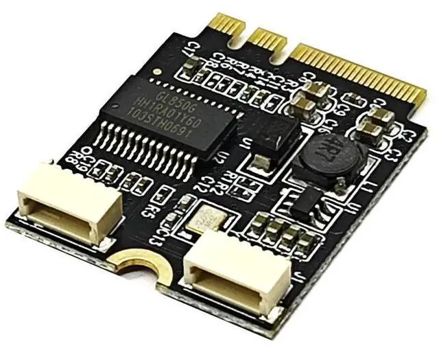 Alt view image 4 of 4 - M.2 Key A/E to 2 Port USB2.0 Riser Card, GL850 Chip Dual USB Adapter with 30cm Extension Cable, for Laptop Desktop M.2 WiFi Interface Key A+E USB Expansion