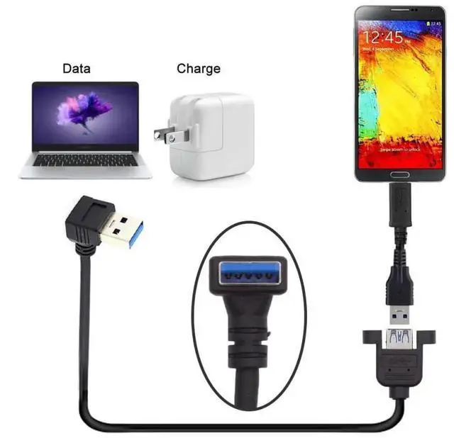 Alt view image 7 of 7 - Up Angled 90 Degree USB 3.0 Extension Cable, 30cm Right Angle USB 3.0 Data Adapter Converter Cord Compatible with Printer Scanner AIO All-in-One Device