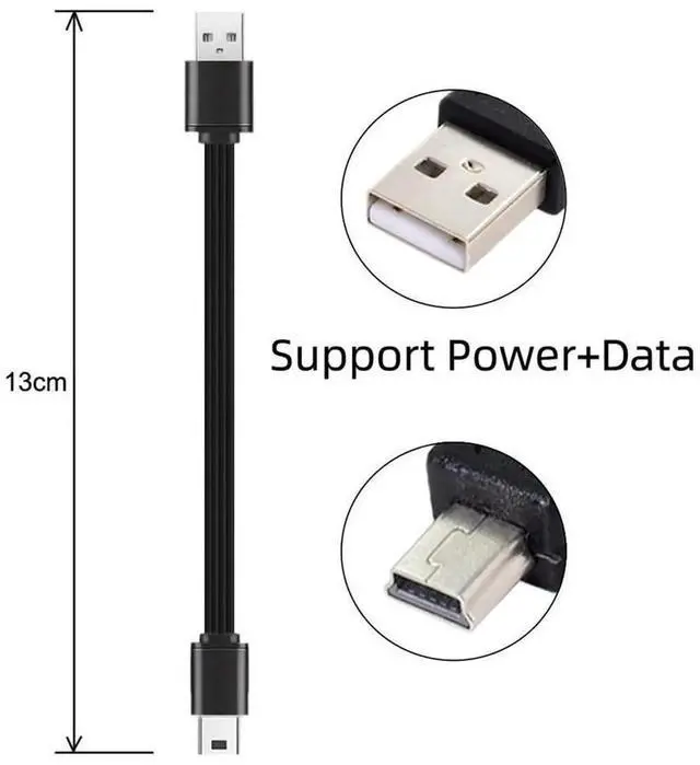 Alt view image 3 of 7 - 13cm USB 2.0 Type-A Male to Mini 5Pin USB Male Flat Slim FPC Cable, Flexible FPC Data Cord for FPV Hard Drive Mobile Phone